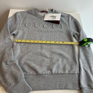 New Gucci Heather Gray Embossed Logo Sweatshirt